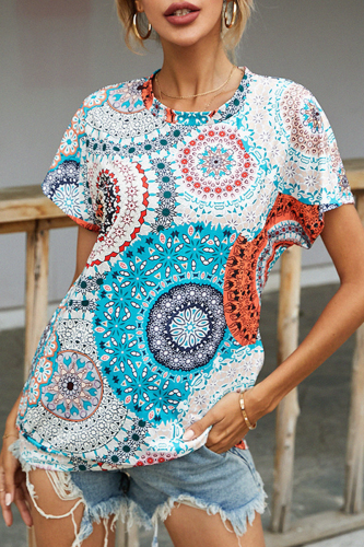 Casual Print Basic O Neck T-Shirts