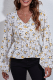 Casual Print Flounce V Neck Tops