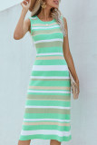 Fashion Street Striped Patchwork O Neck A Line Dresses