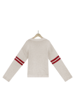 Casual Striped Patchwork Contrast O Neck Tops Sweater