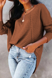 Casual Solid Patchwork Buckle O Neck Tops