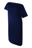 Fashion Casual Solid Patchwork Oblique Collar Irregular Dresses