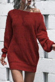 Fashion Casual Solid Patchwork Oblique Collar Pencil Skirt Dresses
