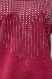 Casual Hot Drilling Patchwork Sequined O Neck Tops