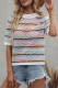 Fashion Striped Patchwork Half A Turtleneck Tops