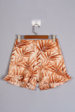 Casual Floral Pocket Flounce Straight Full Print Bottoms