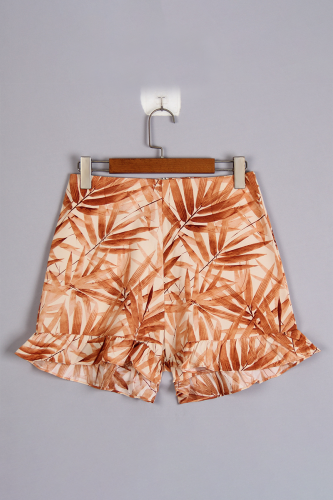 Casual Floral Pocket Flounce Straight Full Print Bottoms