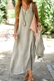 Casual Solid Patchwork V Neck Straight Dresses