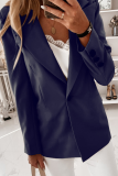 Elegant Solid Patchwork Buttons Turn-back Collar Outerwear