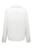 Casual Solid Buckle Shirt Collar Tops