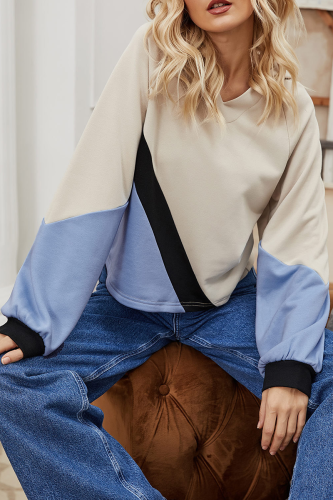 Casual Patchwork Contrast Hooded Collar Tops