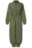 Casual College Solid With Belt Printing Turndown Collar Loose Jumpsuits