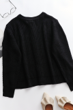 Casual Solid Buckle O Neck Tops Sweater
