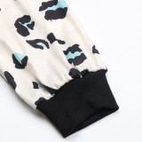 Casual Leopard Patchwork O Neck Tops