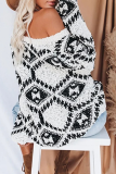 Casual Geometric Patchwork Contrast V Neck Tops