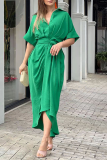 Casual Solid Patchwork Turndown Collar Shirt Dress Dresses