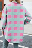 Fashion Elegant Plaid Buckle Turndown Collar Tops