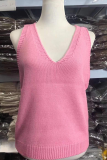 Casual Solid Basic V Neck Tops Sweater