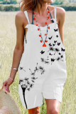 Casual Print Patchwork Spaghetti Strap Straight Rompers
