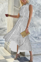 Fashion Print Patchwork Half A Turtleneck Cake Skirt Dresses