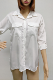 Casual Solid Patchwork Turndown Collar Tops