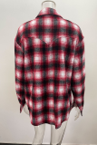 Casual Plaid Patchwork Turndown Collar Tops