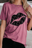 Fashion Sweet Print Patchwork O Neck T-Shirts