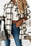 Casual Vintage Plaid Patchwork Buckle Turndown Collar Outerwear