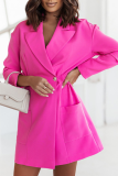 Casual Solid Patchwork Turndown Collar Shirt Dress Dresses