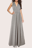 Fashion Elegant Solid Strap Design Asymmetrical Collar Evening Dress Dresses
