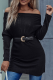 Casual Solid Basic Off the Shoulder Tops (Without Belt)