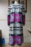 Fashion Geometric Patchwork Asymmetrical Printing Turn-back Collar Outerwear