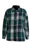 Casual Plaid Patchwork Turndown Collar Tops
