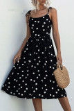 Fashion Casual Dot Frenulum Spaghetti Strap A Line Dresses