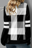 Casual Plaid Patchwork Cross Straps O Neck Tops