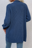 Casual Solid Patchwork Pocket V Neck Tops Sweater