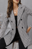 Elegant Plaid Buttons Turndown Collar Outerwear