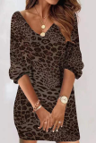Casual Print Patchwork V Neck Straight Dresses