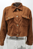 Fashion Solid Patchwork Buckle Turndown Collar Tops