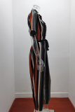 Casual Solid Buckle With Belt Turndown Collar Jumpsuits