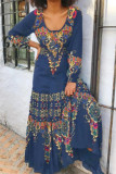 Casual Print Printing O Neck Printed Dress Dresses