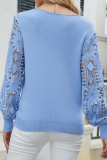 Casual Solid Hollowed Out Patchwork V Neck Sweaters
