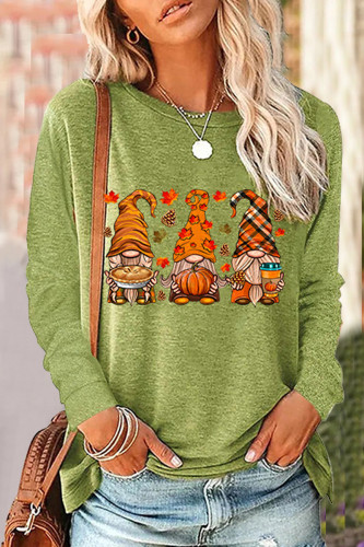 Casual Print Patchwork O Neck Tops
