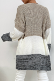 Casual Patchwork Basic Contrast Outerwear Sweater