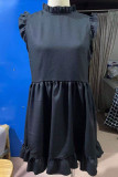 Sexy Solid Patchwork Flounce Peter Pan Collar Dresses