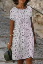 Fashion Street Print Patchwork O Neck A Line Dresses