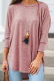 Casual Solid Basic Asymmetrical O Neck T-Shirts