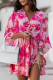 Fashion Print Patchwork V Neck Cake Skirt Dresses