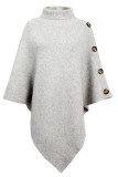 Fashion Casual Solid Buttons Turtleneck Outerwear