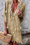 Fashion Print Patchwork V Neck Straight Dresses